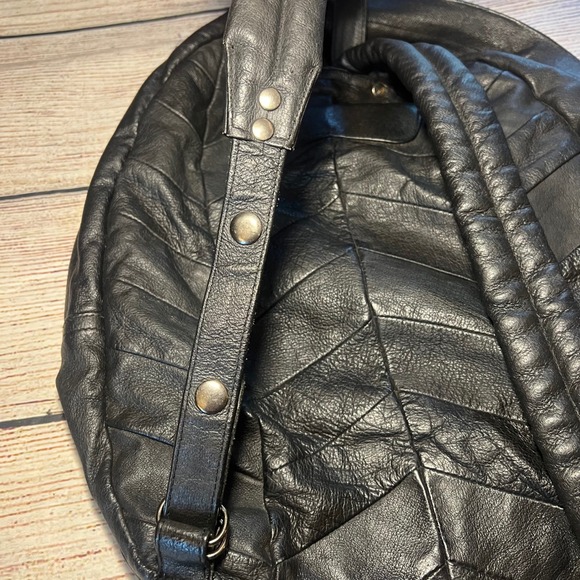 Joey Black Leather Round Backpack main image 6